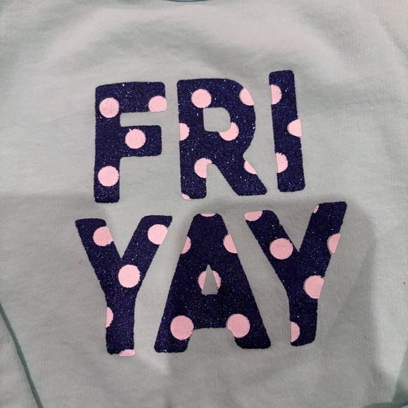 Crown & Ivy girls' light blue long-sleeve T-shirt with "FRI YAY" Small - Picture 2 of 5